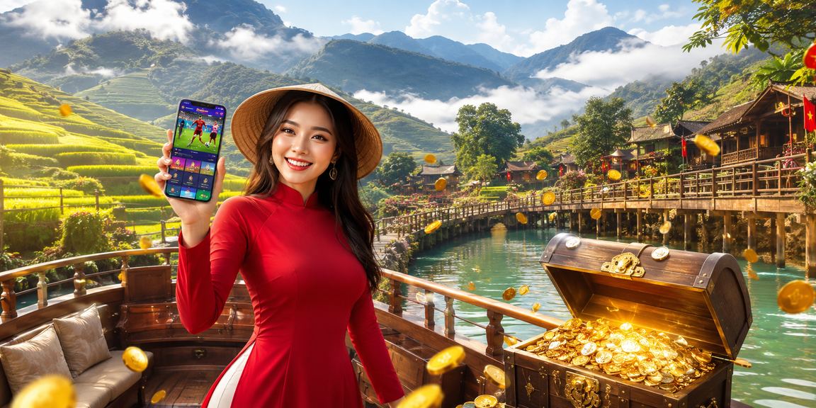 Người dùng xem thông tin cá cược thể thao và ưu đãi VIP trên điện thoại tại vùng núi Việt Nam